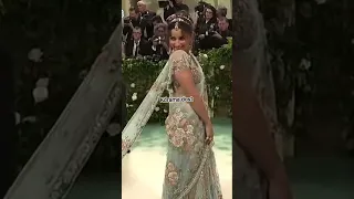Alia wearing a saree at Met Gala 2024 — it is detailed with florals delicately hand embroidered!🔥