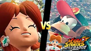 Mario Strikers Battle League Team Daisy vs Team Diddy Kong in Planetoid