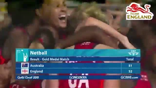 Team England win historic netball gold at the Gold Coast 2018 Commonwealth Games against Australia