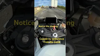 Turbulence from 18 wheeler shakes #motorcycle #motovlog #roadsafety