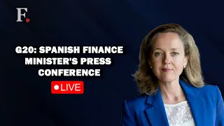 India G20 Presidency: Spanish Finance Minister Holds News Conference on Sidelines of G20 Meet