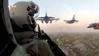 Amsterdam vanuit een F16 cockpit - Inhuldiging Koning Willem Alexander - 30 april 2013