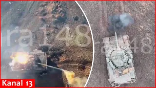 Precise shot from a drone - Bullet fell into a moving Russian tank