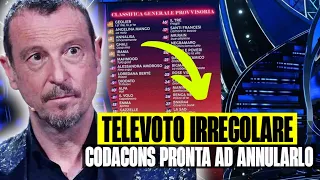 ULTIM'ORA SANREMO: "TELEVOTO IRREGOLARE". IL CODACONS PRONTO A CANCELLARE CLASSIFICA