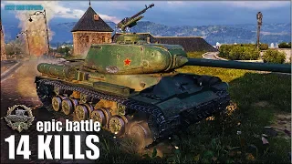 14 фрагов за бой wot 🌟 герой Расейняя 🌟 IS-2 World of Tanks epic battle