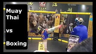 Boxing Guy Challenges Muay Thai Girl