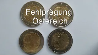 2 Euro Östereich Fehlprägung Material Überschuss