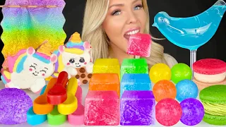 ASMR Frozen Ice Eating, Unicorn cookies, Frozen Jelly Fruit, Macarons Mukbang 먹방