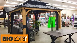 BIG LOTS GAZEBOS PATIO FURNITURE CHAIRS OUTDOOR DECOR SHOP WITH ME SHOPPING STORE WALK THROUGH