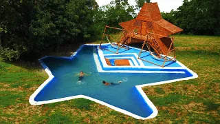 [Full] Build Most Beautiful Bamboo Star Resort House With A Star Resort Swimming Pool By Hand Tools