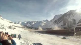 Long jump Attempt by Guerlain Chicherit in a Mini in Tignes.