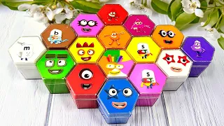 Mixing Rainbow CLAY in Numberblocks Hexagon Shapes Coloring! Satisfying ASMR Video