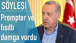 Erdoğan'ın katıldığı yayında duyulan fısıltılar ve görülen prompter gündem oldu