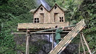 How to build Bamboo House On the Waterfall, Bushcraft Life, Bushcraft Alone #22
