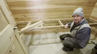 FINISHING a Cedar SAUNA BENCH for OUR OFF GRID BATHHOUSE | off grid lifestyle