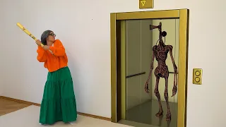 Super Granny VS Siren Head in real life story - Siren Head in the elevator