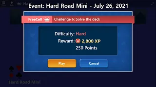 Hard Road Mini Game #6 | July 26, 2021 Event | FreeCell