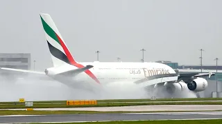 Heavy Rain Landings and Takeoffs in Manchester Airport