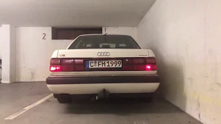 Audi V8 D11 3,6l cold start exhaust sound in the garage