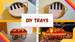 Best Out of Waste Ideas: How to make serving Tray with Jute rope & Cardboard | DIY trays