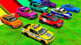 POLICE CARS OF COLORS ! DACIA, AUDI, BMW, FORD, VOLKSWAGEN COLOR POLICE CAR TRANSPORTING ! FS 22