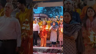 Sacred Ganga Aarti at the banks of Mother Ganga,Parmarth Niketan Ashram . #rishikesh #ganga #aarti