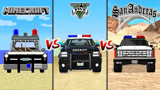Minecraft Police car vs GTA 5 Police car vs GTA San Andreas Police car - which is best?