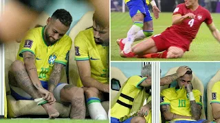 Neymar Jr left in tears on bench after ankle injury against Serbia