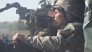 ZU 23 Anti Aircraft Gun Fired By Ukrainian Soldiers At Yavoriv Combat Training Center