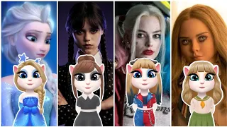 My Talking Angela’m 2 / Wednesday Addams 🆚M3EGAN 🆚 Elsa 🆚 Harley Quinn In Angela 2 / cosplay