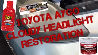 TOYOTA AYGO HEADLIGHT RESTORATION CLOUDY LENS FADED PLASTIC NO EXPENSIVE PRODUCTS