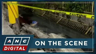 LOOK: Portion of sidewalk at Medina St., Brgy. Pio Del Pilar, Makati collapses into creek | ANC