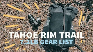 Tahoe Rim Trail - 7.2lb Thru Hike Gear List