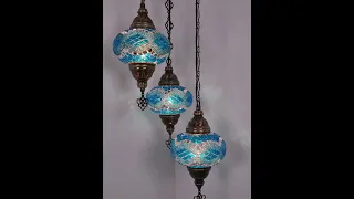 Turkish Mosaic Chandelier 3 Globe Hanging Lamp