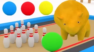 LEARN COLOURS & NUMBERS with DINO the DINOSAURS playing BOWLING - Cartoon for children and KIDS