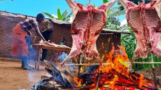 A WHOLE LAMB COOKED IN THE MOST ANCIENT WAY ON A FIRE WITH A CRISPY CRUST | AFRICAN VILLAGE COOKING