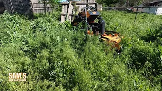 Helping out struggling neighbor | Overgrown backyard cleanup | Tall grass mow | Oddly Satisfying