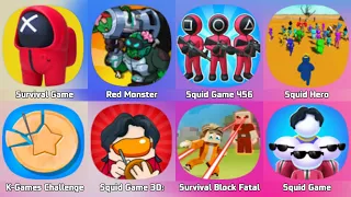 K-Games Challenge, Squid Game 3D, Survival Block Fatal Challenge, Squid Game 2, 456 Survival Game