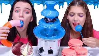 Blue Chocolate Fondue Challenge By LiLiBu | Eating Sounds