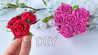 Розы из фоамирана Простой способ Без шаблонов За 5 минут DIY Rose Flower Foam Paper/ Flores de foami