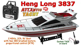Heng Long 3837 2.4GHz, 2Ch, RC Boat, two 380 brushed motors, proportional control (RTR) + TX05