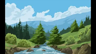 Nature landscape illustration drawing on Inkscape | Speed art