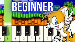 Sonic the hedgehog 2 - Emerald Hill Zone Beginner Piano tutorial (Slow & Easy)