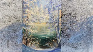 WINTER LANDSCAPE Oil Painting. ЗИМНИЙ ПЕЙЗАЖ, маслянная живопись для начинающих.