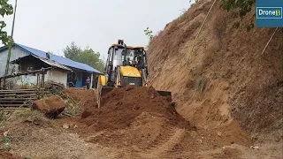 Hilly School Road-Final Finishing-JCB Backhoe Loader-Road Construction