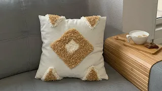Декоративная подушка в технике «ковровая вышивка»/ pillowcase in boho style / punchneedle DIY
