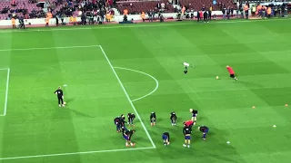 FC Barcelona pre-game’s warm up
