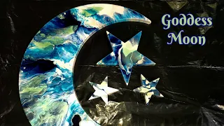 Goddess Moon✨️Fabulous Acrylic Chaos BlowOut Creates a Shimmering Moon and Stars!