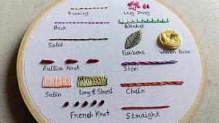 Hand Embroidery for Beginners || 14 basic embroidery stitches by Let's Explore