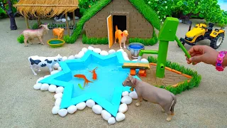 DIY mini Farm Diorama with house for Cow,Horse | How build an aquarium with flowers, many fish #25